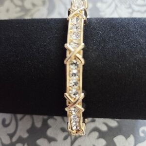 NWOT Camila Coelho Gold Tennis Bracelet With Glass Gemstones
